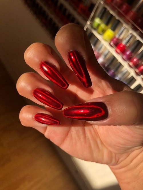 red chrome nails - red chrome nails french tip