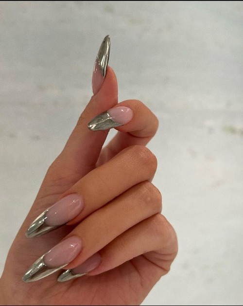silver chrome nails - silver chrome nails designs