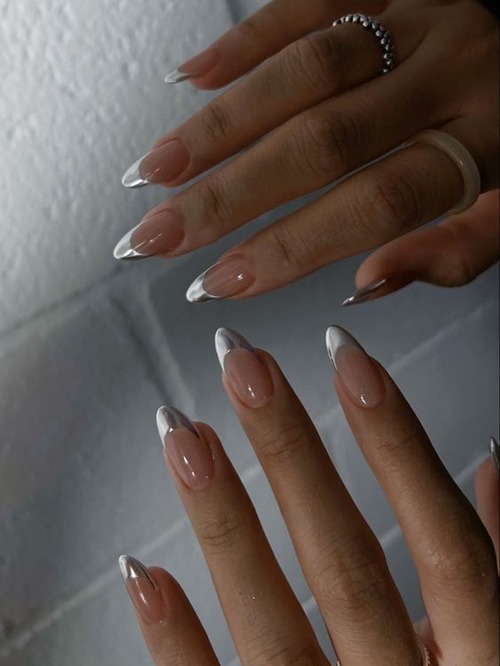 silver chrome nails - silver chrome nails short