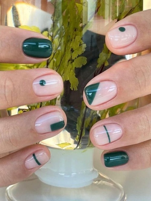 white and green nails - light green nails