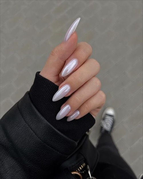 white chrome nails - white chrome nails designs