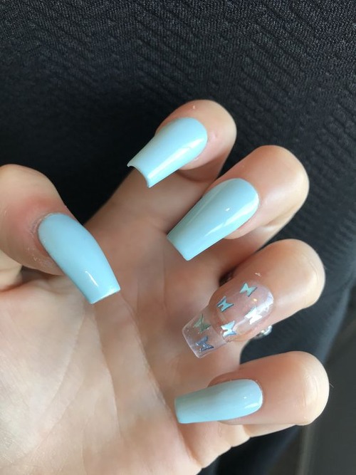 baby blue butterfly nails - best baby blue nails
