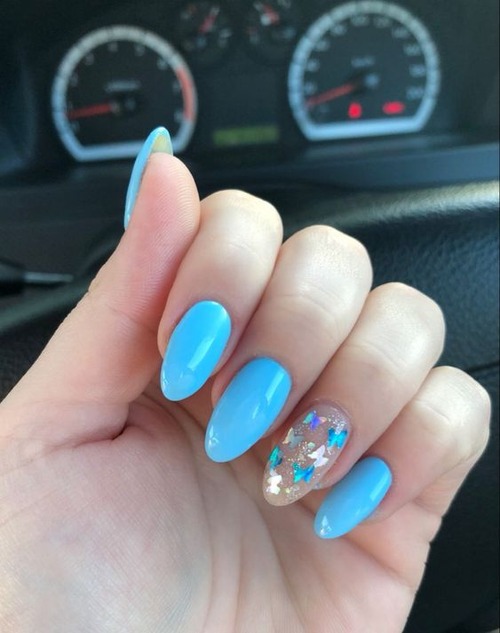 blue butterfly acrylic nails - acrylic nails