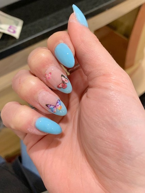 blue butterfly nails short - best blue butterfly nails