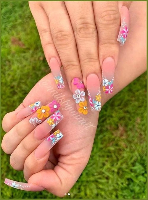 coffin 3d flower acrylic nails - 3d acrylic flowers step by step