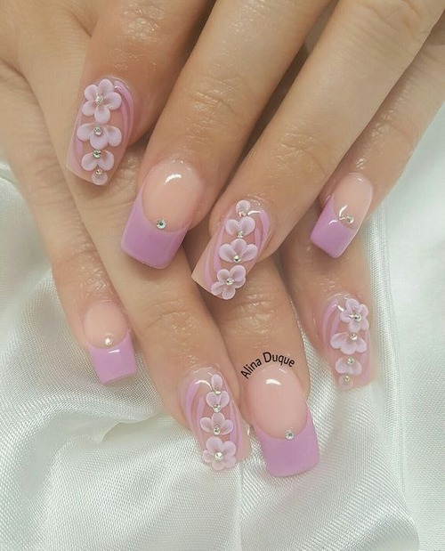 pink 3d flower nails - 3d flower nail charms