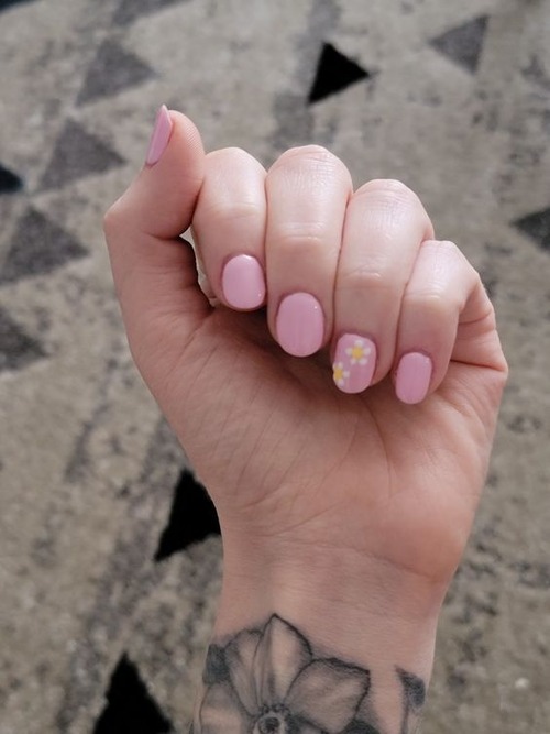 pink daisy nails - cute pink daisy nails