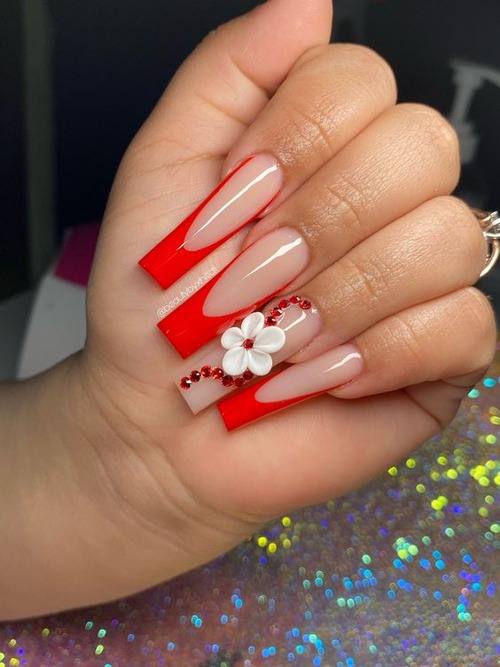 red 3d flower nails - best 3d flower nails