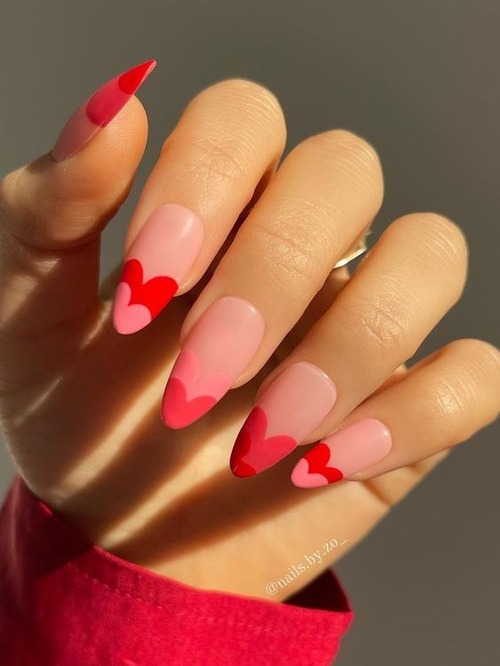 red heart nail designs - white nails with red heart on ring finger