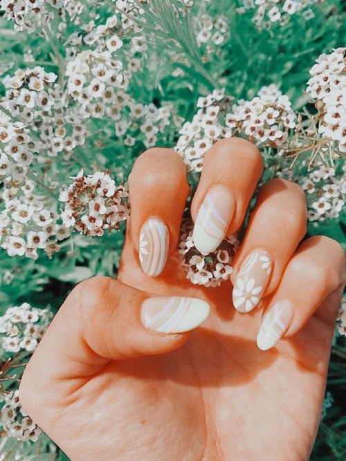 white daisy nails - awesome white daisy nails