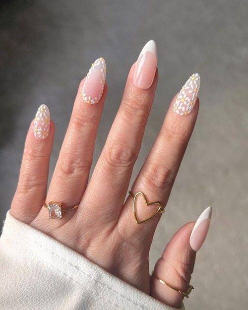 white daisy nails - spring nail art