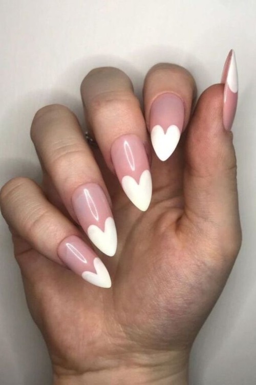 white heart nail design - best heart nail design