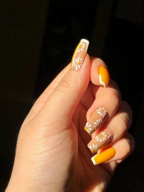 yellow daisy nails - best yellow daisy nails