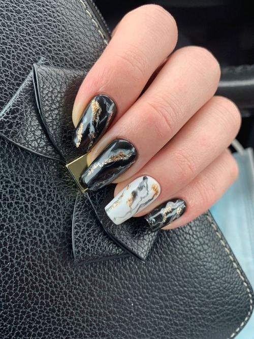 black and white marble nails - best black and white marble nails