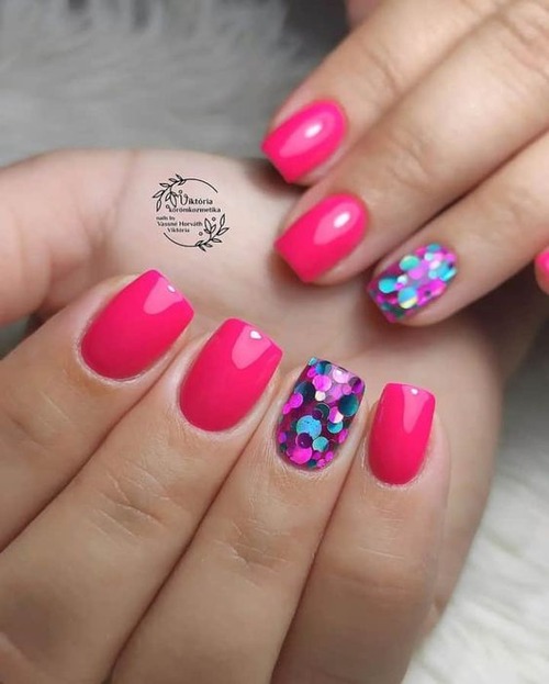 bright pink hot pink nails - dark pink nails