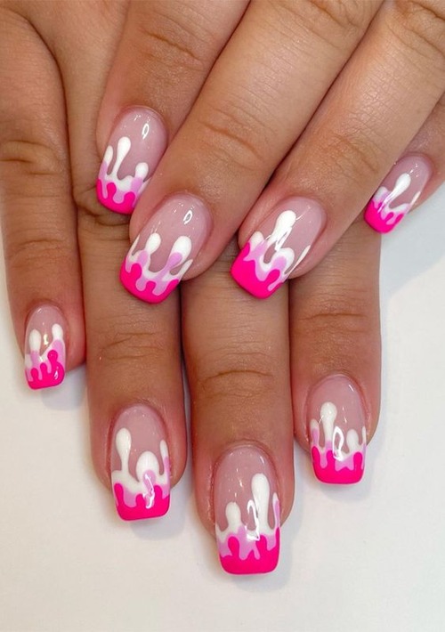bright pink hot pink nails - hot pink acrylic nails