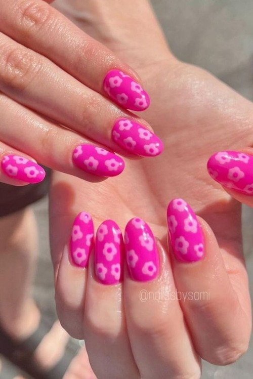 bright pink hot pink nails - hot pink nail polish