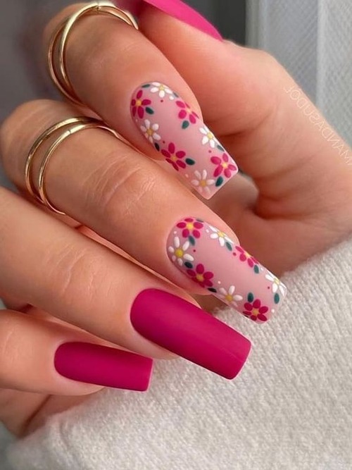 bright pink hot pink nails - short hot pink nails