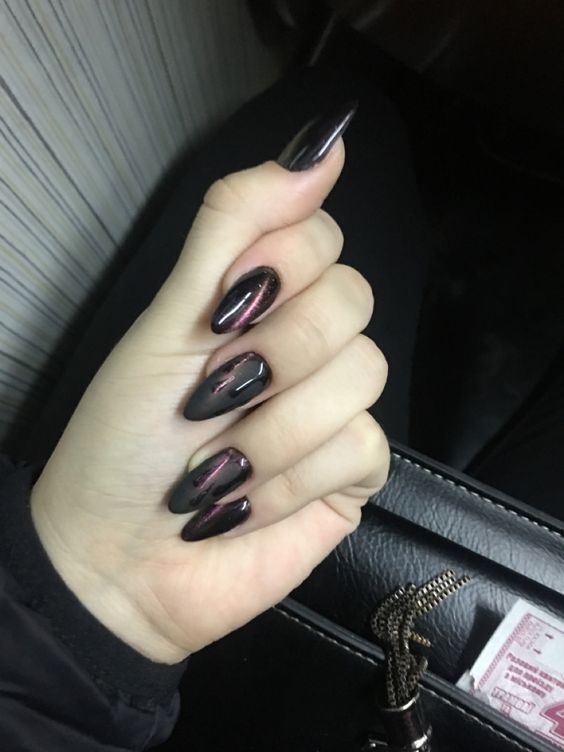 cat eye nail designs black - black nails