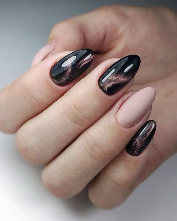 cat eye nail designs black - ombre cat eye nails