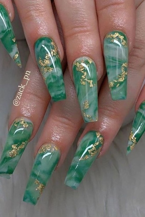 green marble nails - emerald green marble nails