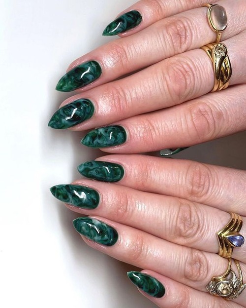 green marble nails - light green marble nails