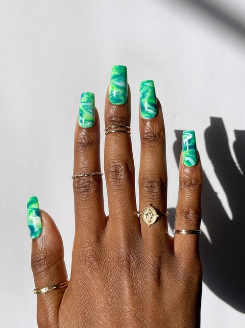 green marble nails - sage green marble nails