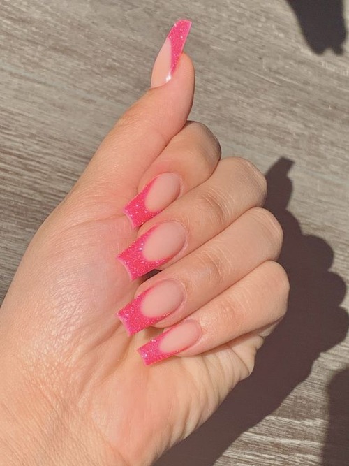 hot pink french tip nails - cute french tip nails