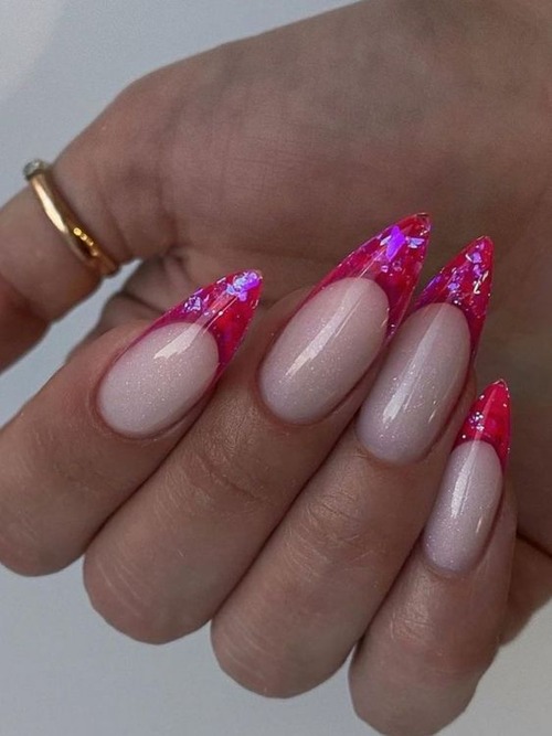 hot pink french tip nails - hot nails