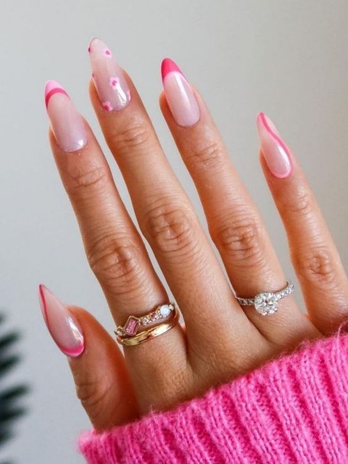 hot pink french tip nails - hot summer nails