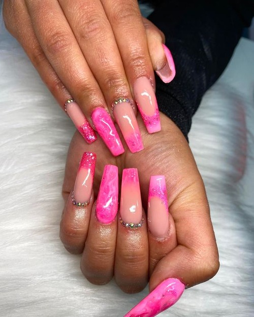 pink marble nails - cute pink marble nails