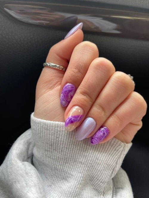 purple marble nails - best purple marble nails