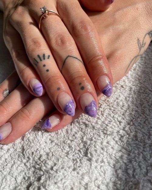 purple marble nails - cute marble nails