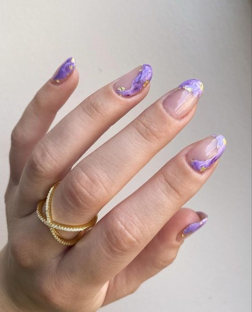 purple marble nails - dark purple marble nails
