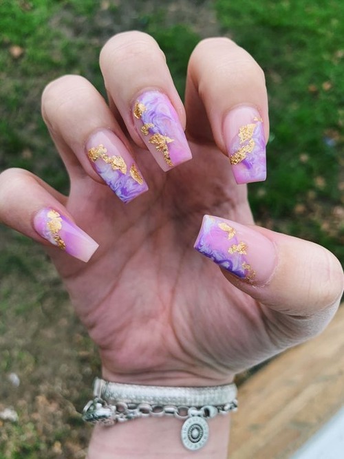 purple marble nails - light purple marble nails