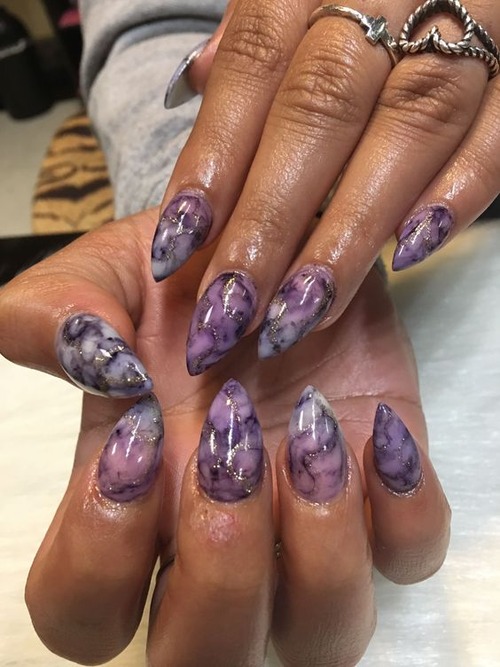 purple marble nails - purple marble nails short