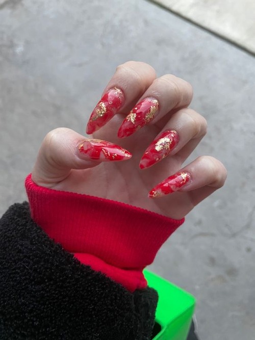 red marble nail designs - red marble nail designs simple