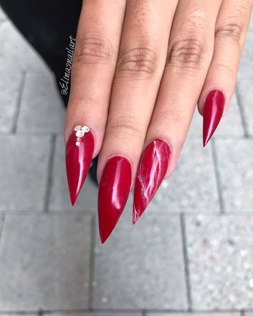 red marble nail designs - red nail designs
