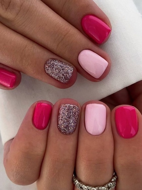 short hot pink nails - hot pink nails french tip