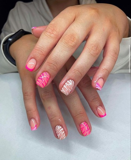 short hot pink nails - hot pink summer nails