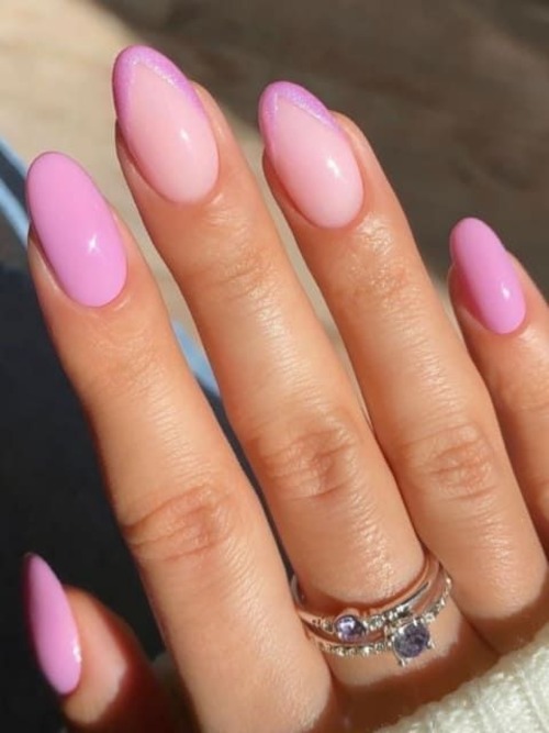 short hot pink nails - light pink gel nails