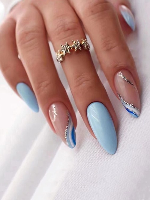 blue graduation nails - dark blue graduation nails