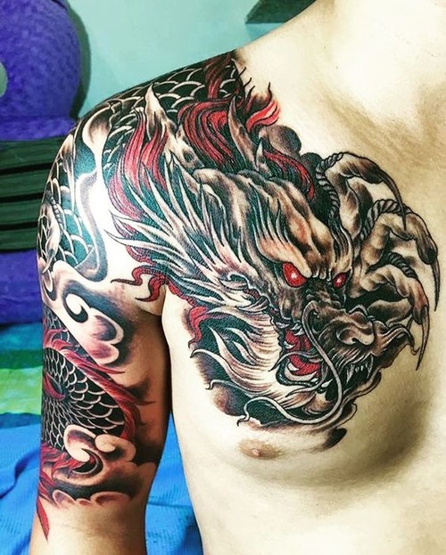 japanese dragon tattoo sleeve - cute japanese dragon tatto