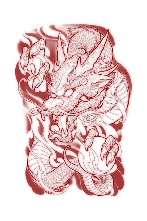 japanese dragon tattoo stencil - japanese dragon tattoo black and grey