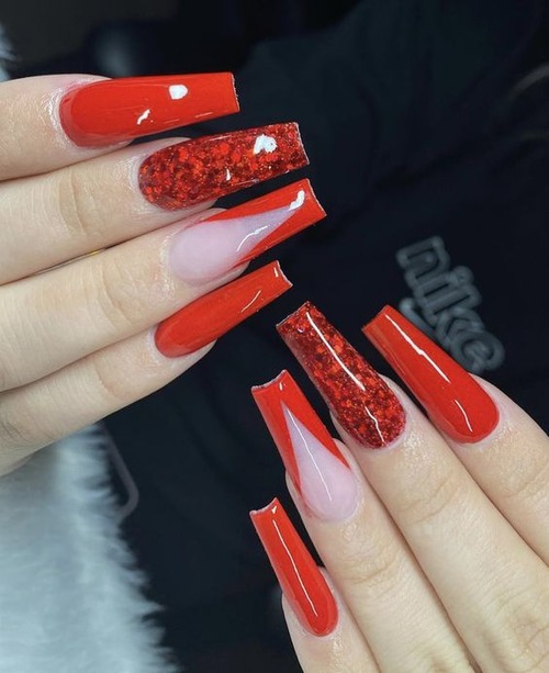 red graduation nails - graduation nail designs