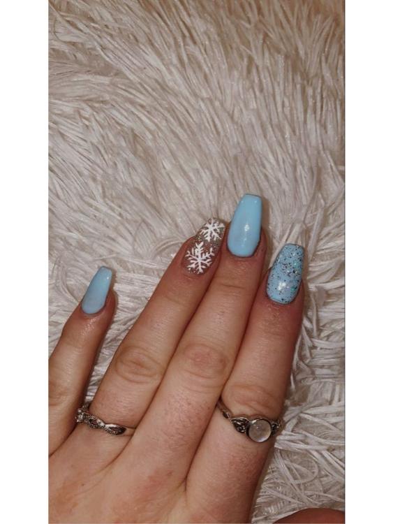 blue snowflake toe nail designs