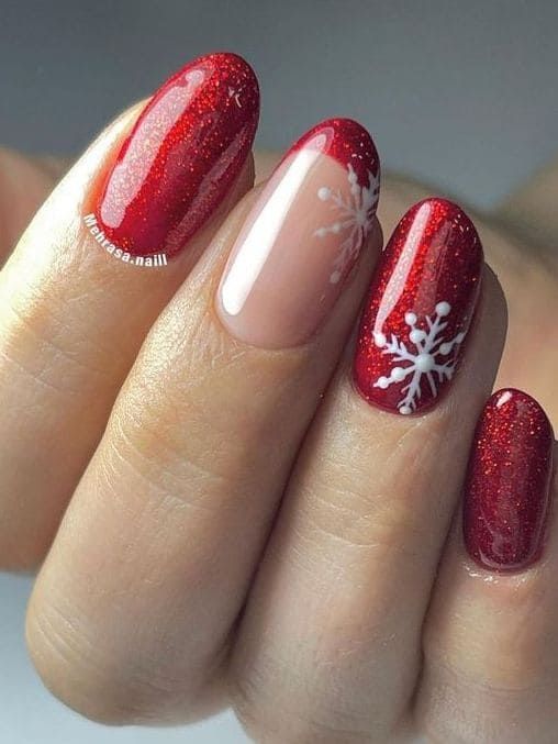 red snowflake nails