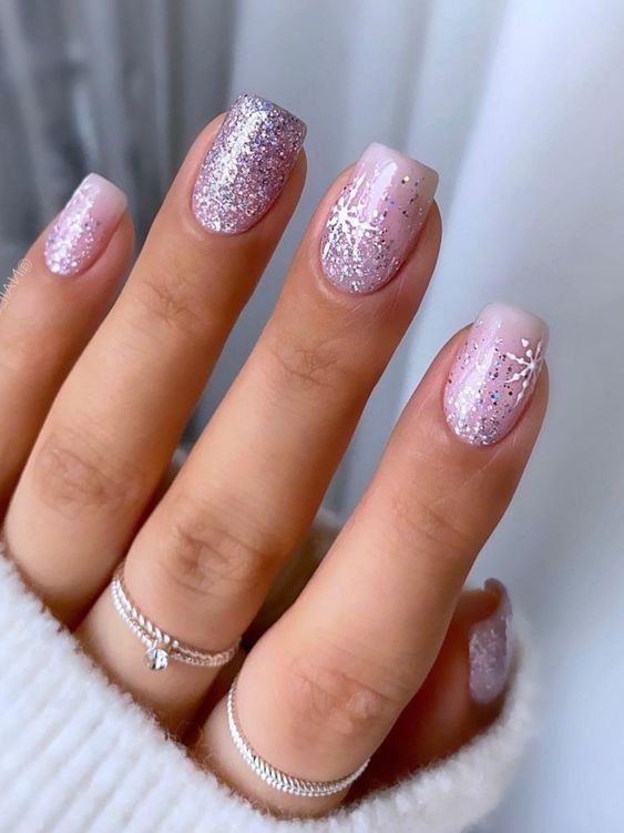 winter nails with snowflakes