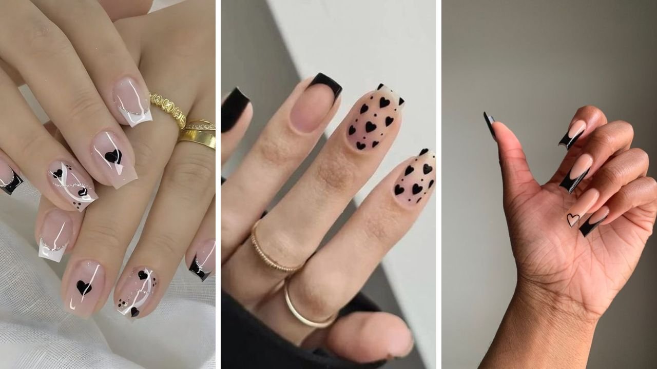 black heart nails designs