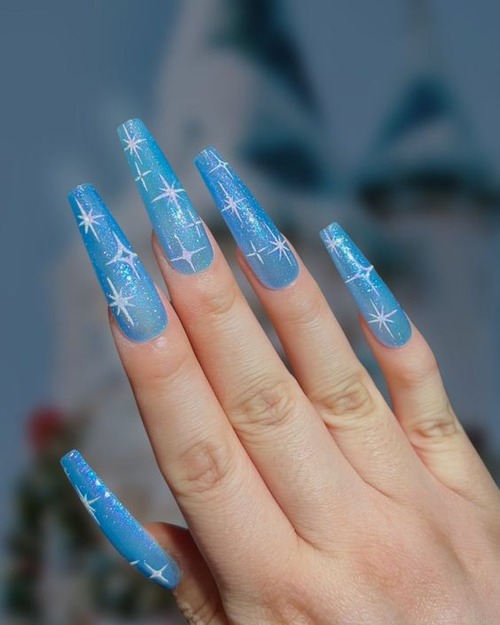 blue winter wonderland nails - classy winter wonderland nails